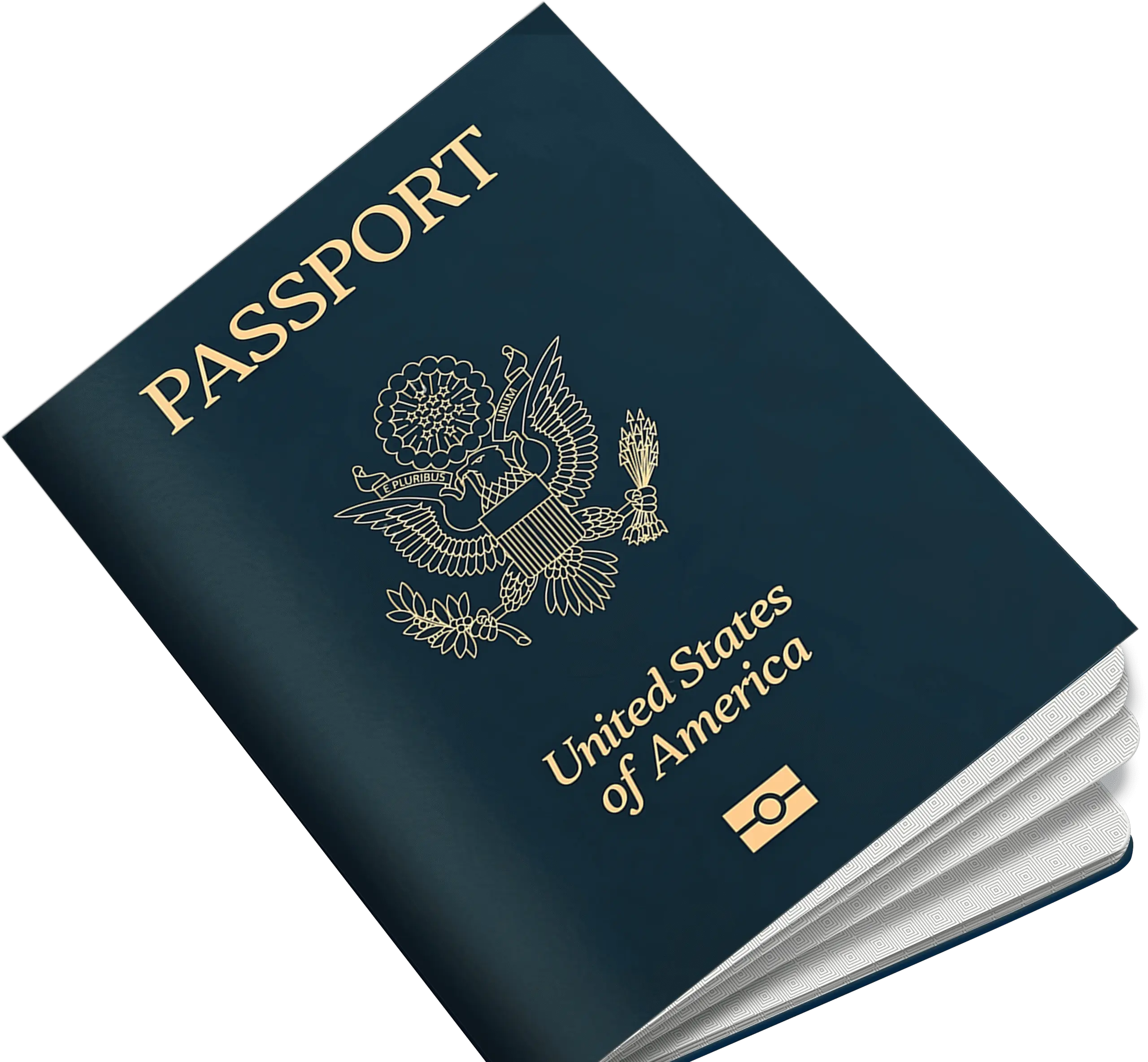 United States passport featuring gold lettering and emblem, symbolizing passport processing services for travel and identity verification.